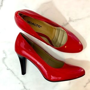 Rialto Women’s Coline Red Patent 3.5” Black Stiletto Heel Pump - Size 7
